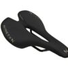 Black bicycle saddle with the brand name "The Cure" printed on the side, isolated on a white background.